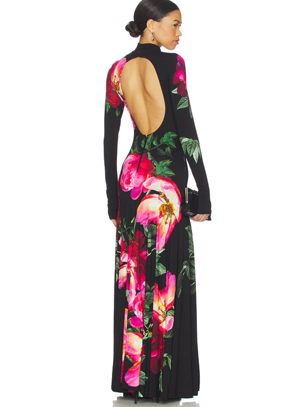 Alice + Olivia Augusta Turtleneck Maxi dress in Empress Bloom Black NWT